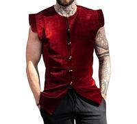 Leonardo Carbone® Herren Weste Samtwams Heinrich | Komfortabel | Stilvoll | Mittelalter | LARP | Kostüm | Gewandung | Historisch | Festival | Event | Baumwolle Rot L