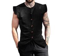 Leonardo Carbone® Herren Weste Samtwams Heinrich | Komfortabel | Stilvoll | Mittelalter | LARP | Kostüm | Gewandung | Historisch | Festival | Event | Baumwolle Schwarz 2XL