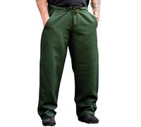 Leonardo Carbone® Hose Dirk - Herren Hosen, Leichte Sommerhose Herren, Festival Outfit Herren, Wikinger, Mittelalter Kleidung, LARP, Cosplay, Freizeithose Lang - 100% Baumwolle Grün 3XL