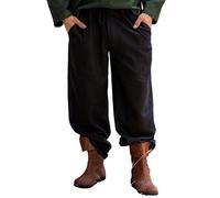 Leonardo Carbone® Hose Dirk - Herren Hosen, Leichte Sommerhose Herren, Festival Outfit Herren, Wikinger, Mittelalter Kleidung, LARP, Cosplay, Freizeithose Lang - 100% Baumwolle Schwarz 3XL