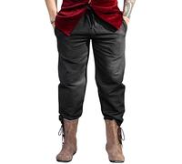Leonardo Carbone® Hose Jören - Herren Hosen, Leichte Sommerhose Herren, Festival Outfit Herren, Wikinger, Mittelalter Kleidung, LARP, Cosplay, Freizeithose Lang - 100% Baumwolle Schwarz 2XL