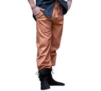 Leonardo Carbone® Hose Veit - Herren Hosen, Leichte Sommerhose Herren, Festival Outfit, Wikinger, Mittelalter Kleidung, LARP, Cosplay, Freizeithose Lang - 100% Baumwolle Tabak 3XL