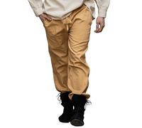 Leonardo Carbone® Hose Veit - Herren Hosen, Leichte Sommerhose Herren, Festival Outfit, Wikinger, Mittelalter Kleidung, LARP, Cosplay, Freizeithose Lang - 100% Baumwolle Honig 4XL