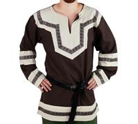 Leonardo Carbone® Keltische Tunika Aidan - Mittelalter Kleidung Herren, Mittelalter Hemd, Freizeithemden Langarm, Karneval Kostüm Herren, Wikinger Tunika, LARP-Kleidung - 100% Baumwolle Braun 3XL