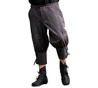 Leonardo Carbone® Kniebundhose mit Unterbeinschnürung Laurence - 3/4 Herren Hosen, Mittelalter Kleidung, Wikinger Hose Kostüm, Festival Outfit, LARP, Cosplay, Freizeithose - 100% Baumwolle Braun S