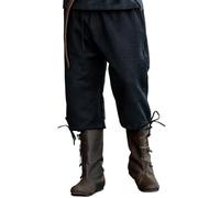 Leonardo Carbone® Kniebundhose Veli - 3/4 Herren Hosen, Leichte Sommerhose Herren, Festival Outfit, Wikinger, Mittelalter Kleidung, LARP, Cosplay, Freizeithose - 100% Baumwolle Schwarz L