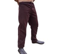 Leonardo Carbone® Leinenhose Asmund - Herren Leichte Sommerhose, Festival Outfit, Wikinger, Mittelalter Kleidung, LARP, Cosplay, Freizeithose Lang - 100% Leinen Dunkelbraun 2XL