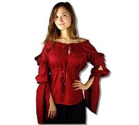 Leonardo Carbone Mittelalter Edle Bluse - Damen Rionora L/rot