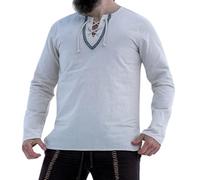 Leonardo Carbone® Mittelalter Hemd Elfriede Unisex - Mittelalter Kleidung Herren & Damen, Mittelalter Hemd, LARP-Kleidung, Festival Outfit, Karneval Kostüm, Freizeithemden - 100% Baumwolle Natur S