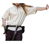 Leonardo Carbone® Mittelalter Hemd Eric - Mittelalter Kleidung, LARP-Kleidung, Festival Outfit Herren, Karneval Kostüm, Freizeithemden Kurzarm - 100% Baumwolle Natur 3XL