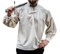 Leonardo Carbone® Mittelalter Hemd Friedrich - LARP-Kleidung, Festival Outfit Herren, Karneval Kostüm Herren, Mittelalter Kleidung Langarm Natur