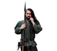 Leonardo Carbone® Mittelalter Hemd Friedrich - Mittelalter Kleidung, Mittelalter Hemd Herren, LARP-Kleidung, Festival Outfit Herren, Karneval Kostüm Herren, Freizeithemden Langarm Grün M