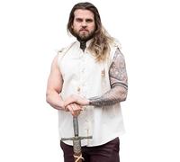 Leonardo Carbone® Mittelalter Hemd Henn - Mittelalter Kleidung Herren, Mittelalter Hemd, LARP-Kleidung, Festival Outfit Herren, Kostüm Herren, Freizeithemden Ärmelloses Natur M