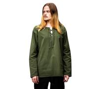 Leonardo Carbone® Mittelalter Hemd Otto - Mittelalter Kleidung, Mittelalter Hemd Herren, LARP-Kleidung, Festival Outfit Herren, Karneval Kostüm, Freizeithemden Langarm - 100% Baumwolle Grün 2XL