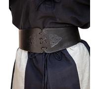 Leonardo Carbone® Mittelalter Miedergürtel Alana mit Triquetra - Ledergürtel Damen, Mittelalter Kleidung Damen, LARP, Karneval, Cosplay, Wikinger Hobbit Kostüme, Karneval - 100% Echtleder Schwarz