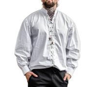 Leonardo Carbone® Mittelalter Schnürhemd Dagwin - Mittelalter Kleidung Herren, Mittelalter Hemd, LARP-Kleidung, Festival Outfit Herren, Karneval Kostüm Herren, Freizeithemden Langarm Weiß L