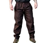 Leonardo Carbone® Rustikale Wollhose Harald - Herren Hosen, Leichte Sommerhose Herren, Festival Outfit, Wikinger, Mittelalter Kleidung, LARP, Cosplay, Freizeithose Lang Braun XL