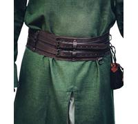 Leonardo Carbone® Unisex Robuster Breiter Wikingergürtel Anike - Ledergürtel Herren, Wikinger Kleidung Herren, Gürtel Damen, LARP, Karneval, Cosplay, Hobbit Kostüm - 100% Echtleder Dunkelbraun