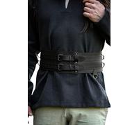 Leonardo Carbone® Unisex Robuster Breiter Wikingergürtel Sif - Ledergürtel Herren, Wikinger Kleidung Herren, Gürtel Damen, LARP, Karneval, Cosplay, Hobbit Kostüm - 100% Echtleder Schwarz