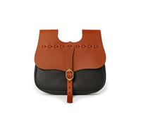 Leonardo Carbone® Unisex Tasche Gürteltasche Albrecht | Schnallenverschluss | Dekorative Nähte | Karneval, Halloween, Cosplay, LARP, Mittelalter, Festival, Accessoire | 100% Leder Braun/Schwarz