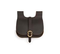 Leonardo Carbone® Unisex Tasche Gürteltasche Udo | Messingschließe | Nubukleder | Karneval, Halloween, Cosplay, LARP, Mittelalter, Beutel, Ledertasche | 100% Leder Dunkelbraun Einheitsgröße