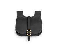 Leonardo Carbone® Unisex Tasche Gürteltasche Udo | Messingschließe | Nubukleder | Karneval, Halloween, Cosplay, LARP, Mittelalter, Beutel, Ledertasche | 100% Leder Schwarz Einheitsgröße