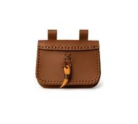 Leonardo Carbone® Unisex Tasche Mittelalter Gürteltasche Volmar | Knebelverschluss Aus Holz | Robuste Schlaufen | Karneval, Halloween, Cosplay, LARP, Gürteltasche, Beutel | 100% Echtleder Braun