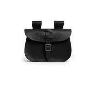 Leonardo Carbone® Unisex Tasche Wikinger Gürteltasche Alba | Geprägte Klappe | Robuste Gürtelschlaufen | Karneval, Halloween, Cosplay, LARP, Mittelalter, Gürteltasche, Beutel | 100% Leder Schwarz