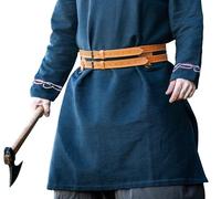 Leonardo Carbone® Unisex Wikinger Leder Doppelgürtel Axel - Ledergürtel Herren, Wikinger Kleidung Herren, Gürtel Damen, LARP-Kleidung, Karneval, Cosplay, Hobbit Kostüm - 100% Echtleder Cognac