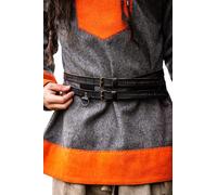 Leonardo Carbone® Unisex Wikinger Leder Doppelgürtel Axel - Ledergürtel Herren, Wikinger Kleidung Herren, Gürtel Damen, LARP-Kleidung, Karneval, Cosplay, Hobbit Kostüm - 100% Echtleder Schwarz