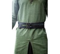 Leonardo Carbone® Unisex Wikinger Leder Doppelgürtel Ubbe - Ledergürtel Herren, Wikinger Kleidung Herren, Gürtel Damen, LARP-Kleidung, Karneval, Cosplay, Hobbit Kostüm - 100% Echtleder Schwarz