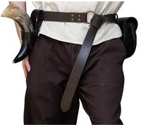 Leonardo Carbone® Unisex Wikinger Lederringgürtel mit keltischer Prägung Kegan - Ledergürtel Herren, Mittelalter Kleidung, Gürtel Damen, LARP, Karneval, Cosplay, Hobbit - 100% Echtleder Dunkelbraun