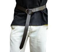 Leonardo Carbone® Unisex Wikinger Ringgürtel aus Robustem Leder Arion - Ledergürtel Herren, Mittelalter Kleidung, Gürtel Damen, LARP, Karneval, Cosplay, Hobbit Kostüm - 100% Echtleder Dunkelbraun