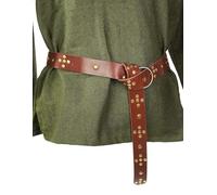 Leonardo Carbone® Unisex Wikinger Ringgürtel aus Robustem Leder Danal - Ledergürtel Herren, Mittelalter Kleidung, Gürtel Damen, LARP, Karneval, Cosplay, Hobbit Kostüm - 100% Echtleder Braun