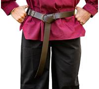 Leonardo Carbone® Unisex Wikinger Ringgürtel Conrad mit Lederriemen - Ledergürtel Herren, Mittelalter Kleidung, Gürtel Damen, LARP-Kleidung, Karneval, Cosplay, Hobbit - 100% Echtleder Braun