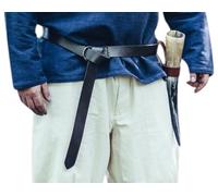 Leonardo Carbone® Unisex Wikinger Ringgürtel Conrad mit Lederriemen - Ledergürtel Herren, Mittelalter Kleidung, Gürtel Damen, LARP-Kleidung, Karneval, Cosplay, Hobbit - 100% Echtleder Schwarz