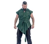 Leonardo Carbone® Waldläufer Tunika Aldon Unisex - Mittelalter Kleidung Herren & Damen, Mittelalter Hemd, Freizeithemden Kurzarm, Karneval Kostüm, LARP Kleidung - 100% Baumwolle Grün XXL