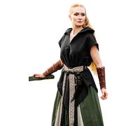 Leonardo Carbone® Waldläufer Tunika Aldon Unisex - Mittelalter Kleidung Herren & Damen, Mittelalter Hemd, Freizeithemden Kurzarm, Karneval Kostüm, LARP Kleidung - 100% Baumwolle Schwarz L