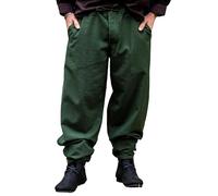 LEONARDO CARBONE® Weiche Hose mit Bundschnürung Linhart - Herren Hosen, Leichte Sommerhose Herren, Festival Outfit, Wikinger, Mittelalter Kleidung LARP, Cosplay, Freizeithose - 100% Baumwolle Grün 2XL