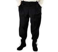 Leonardo Carbone® Weite Mittelalter-Hose Eckart - Herren Hosen, Mittelalter Kleidung, Wikinger Hose Herren, Kostüm Herren, Festival Outfit, LARP, Cosplay, Freizeithose Lang - 100% Viskose Schwarz XL