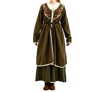 Leonardo Carbone® Wikinger Birka Mantel Skadi - Mantel Damen Klassischer, Mittelalter Kleidung, Winterjacke Damen, Windjacke, Karneval Kostüm, LARP-Kleidung, Wikinger, Cosplay Damen Olive S