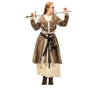 Leonardo Carbone® Wikinger Birka Mantel Skadi - Mantel Damen Klassischer, Mittelalter Kleidung, Winterjacke Damen, Windjacke, Karneval Kostüm, LARP-Kleidung, Wikinger, Cosplay Damen Sand 2XL
