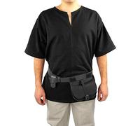 Leonardo Carbone® Wikinger-Kurzarmtunika Olaf - Mittelalter Kleidung Herren, Mittelalter Hemd, Freizeithemden Kurzarm, Karneval Kostüm, Wikinger Tunika, LARP-Kleidung - 100% Baumwolle Schwarz L