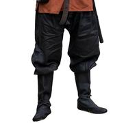 Leonardo Carbone® Wikinger Leinenhose Wodan - Herren Leichte Sommerhose, Festival Outfit, Mittelalter Kleidung, LARP, Cosplay, Freizeithose - 100% Leinen Schwarz XL