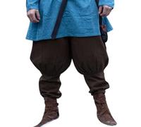 Leonardo Carbone® Wikinger Rushose Kjell - Herren Hosen, Mittelalter Kleidung, Wikinger Hose Herren, Kostüm Herren, Festival Outfit, LARP, Cosplay, Freizeithose Lang - 100% Baumwolle Braun 2XL