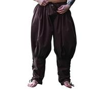 Leonardo Carbone® Wikinger Rushose Norman - Herren Hosen, Mittelalter Kleidung, Wikinger Hose, Kostüm Herren, Festival Outfit, Vikings, LARP, Cosplay, Freizeithose Lang - 100% Baumwolle Braun XL