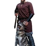 Leonardo Carbone® Wikinger Tunika Erwin - Mittelalter Kleidung Herren, Mittelalter Hemd, Freizeithemden Langarm, Karneval Kostüm Herren, Wikinger Tunika, LARP-Kleidung - 100% Baumwolle Dunkelbraun M