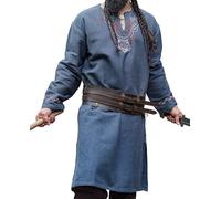 Leonardo Carbone® Wikinger Tunika Freki - Mittelalter Kleidung Herren, Mittelalter Hemd, Freizeithemden Langarm, Karneval Kostüm Herren, Wikinger Tunika, LARP-Kleidung - 100% Baumwolle Blaugrau M