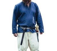 Leonardo Carbone® Wikinger Tunika Ivar - Mittelalter Kleidung Herren, Mittelalter Hemd, Freizeithemden Langarm, Karneval Kostüm Herren, Wikinger Tunika, LARP-Kleidung - 100% Baumwolle Blau XL