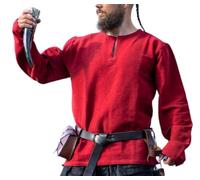 Leonardo Carbone® Wikinger Tunika Ivar - Mittelalter Kleidung Herren, Mittelalter Hemd, Freizeithemden Langarm, Karneval Kostüm Herren, Wikinger Tunika, LARP-Kleidung - 100% Baumwolle Rot M